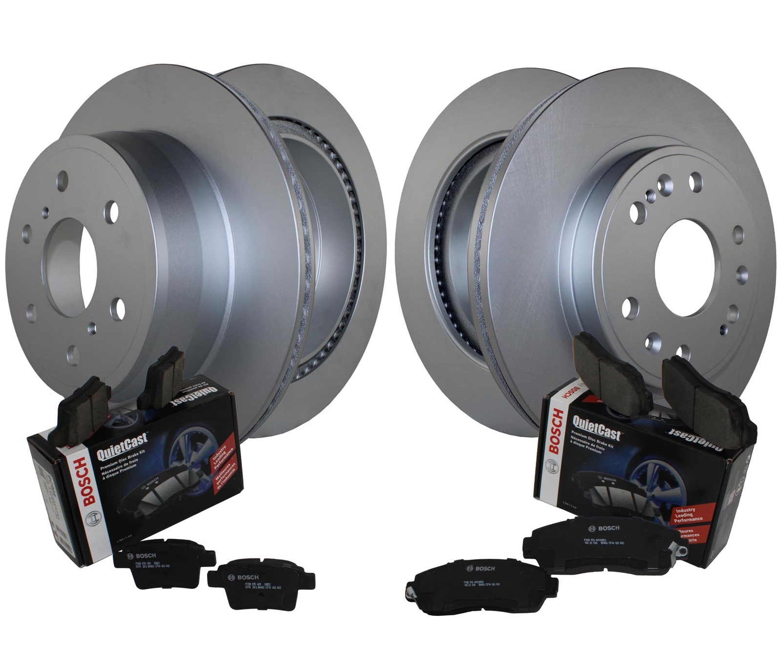 Front Rear Brake Kit Rotors Bosch QuietCast Ceramic Pads For Cadillac Chevy GMC