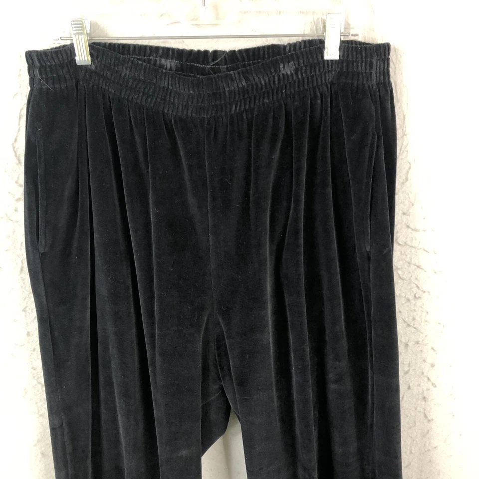 Black Velvet Pants Womens 2X Plus Size Velour Y2K Pull On Stretch Y2K Holidays - Image 4 of 4