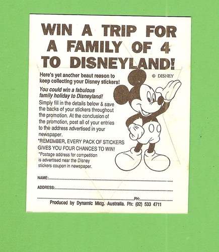 #D544. DISNEY STAR STICKER CARD #12 HUEY, DEWEY AND LOUIE, PINK - Picture 2 of 2