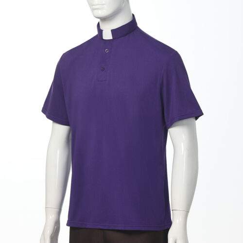 T-Shirt Herren Klerus Poloshirt Priester Vikar Pastor Tops mit Kleriker Tab Kragen - Bild 24 von 38