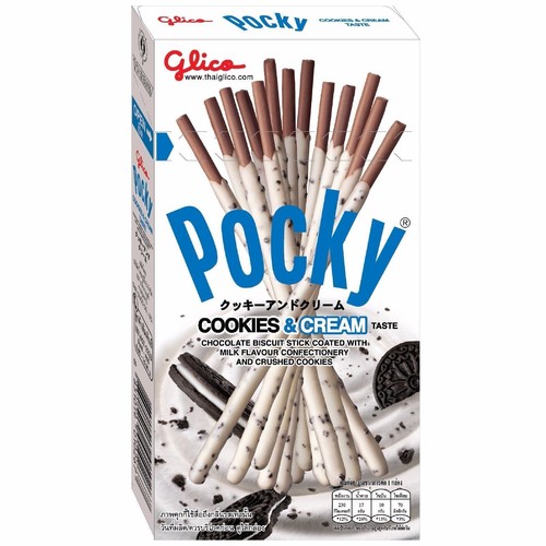 Glico Pocky Thai Food Snack Biscuit Stick Coated CookieampCream Flavour 45g