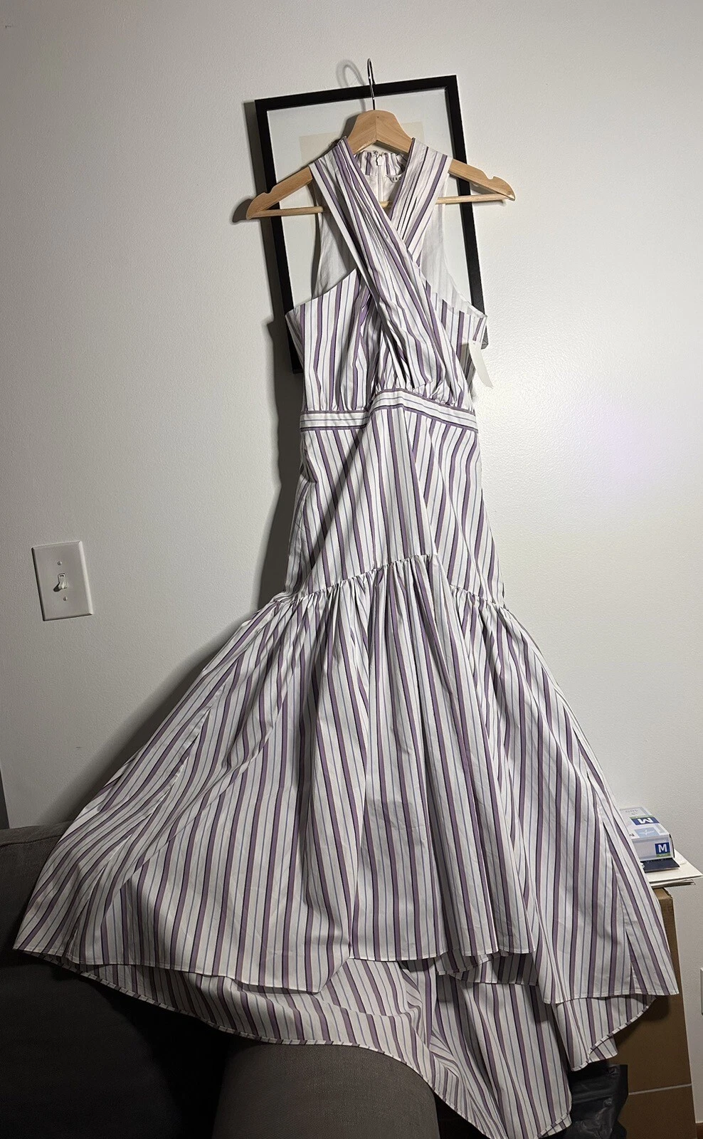 OFF WHITE Abito Veronica Beard Radley Halter bianco sporco multi taglia 2