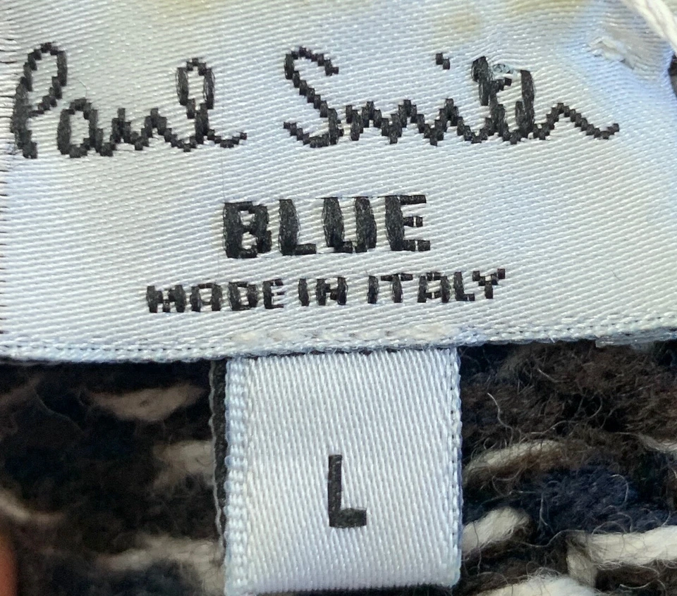 Suéter tejido acanalado manga 3/4 Paul Smith azul mezcla lana marrón azul blanco talla L Foto 4 de 4
