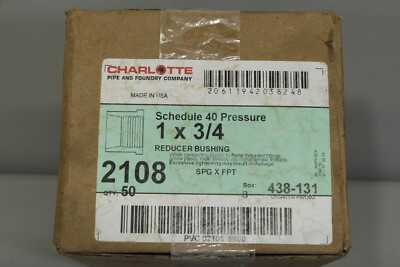 #ad CHARLOTTE SCHEDULE 40 PRESSURE 1x3 4quot; REDUCER BEARING 2108 438 131 50 PC LOT $35.45
