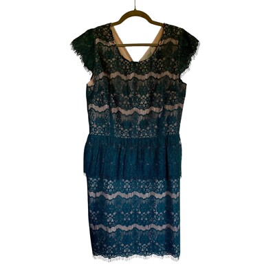 Anthropologie Maeve Teal Lace Sheath Dress Size Large | eBay