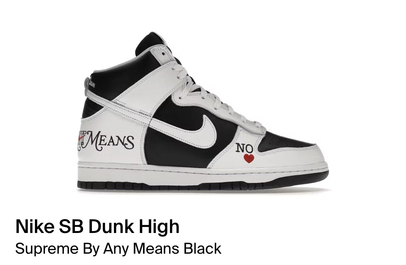 Nike SB Dunk High X Supreme By Any Means   Noir Blanc UK 11