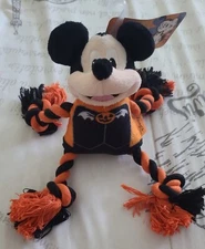 Disney MICKEY MOUSE Halloween Rope Fetch DOG Toy With Squeaker BRAND NEW