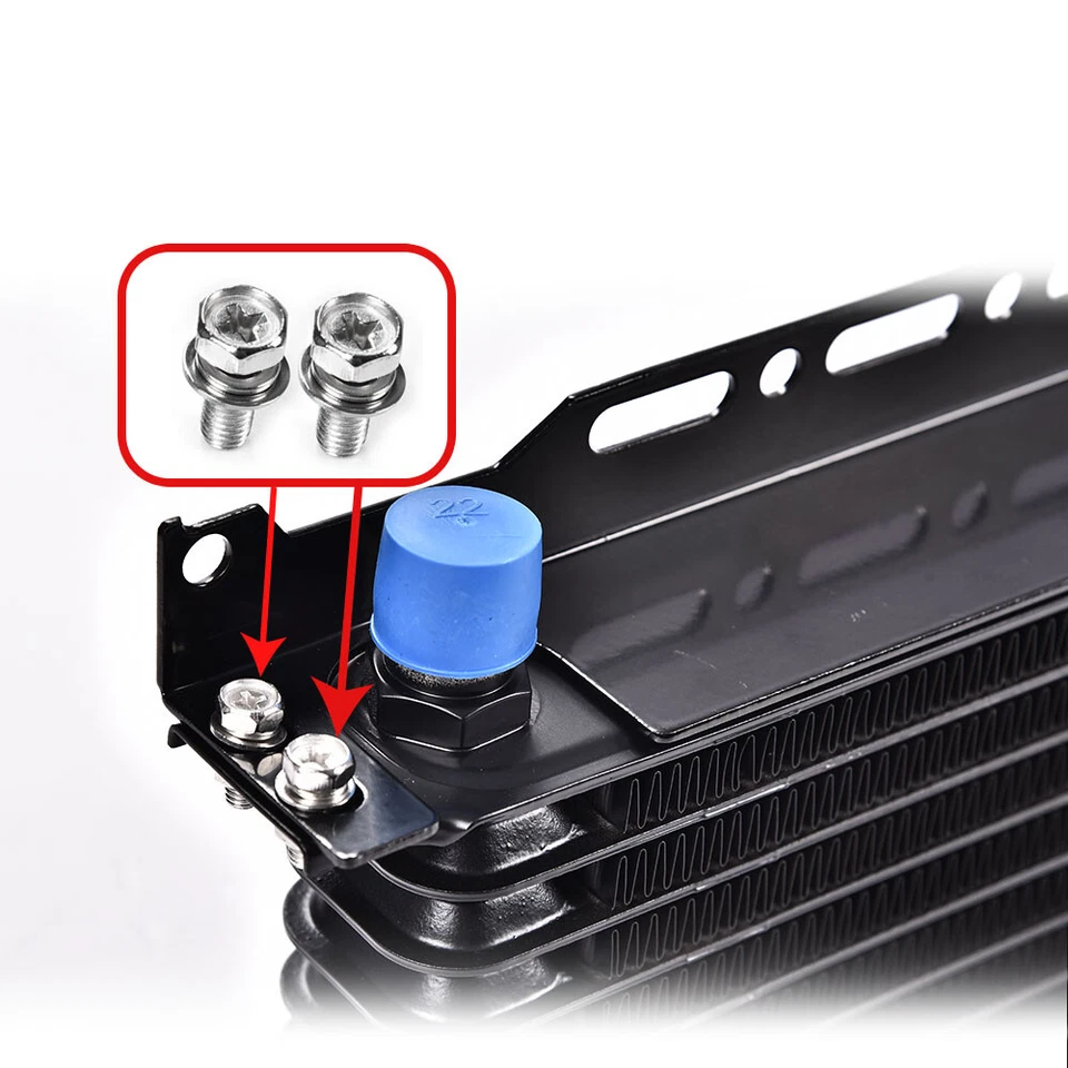 Enfriador de aceite universal de motor de aluminio AN10 de 30 filas negro con kit de soporte de montaje Foto 4 de 4