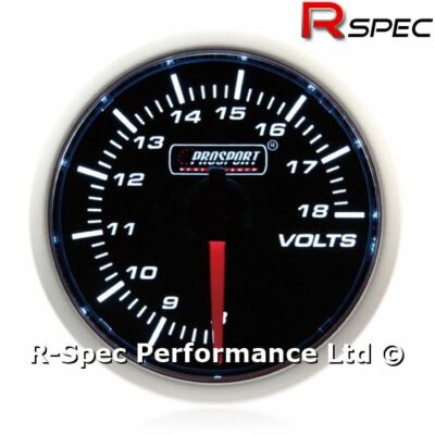 Prosport 52mm Smoked Super White Schrittmotor Spannung Volt 12V VDC Messgerät 