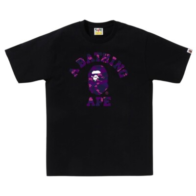 Bathing Ape Bape Purple Camo College T-Shirt - Size XL