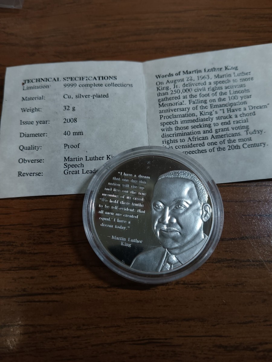 MARTIN LUTHER KING JR .999 SILVER Plated Coin 32 Great Leaders Civil Rights  | eBay