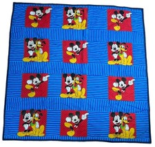 Disney Mickey Mouse Cotton Sewn Blanket 65.5  X 65  Pluto Vintage 90s Y2K