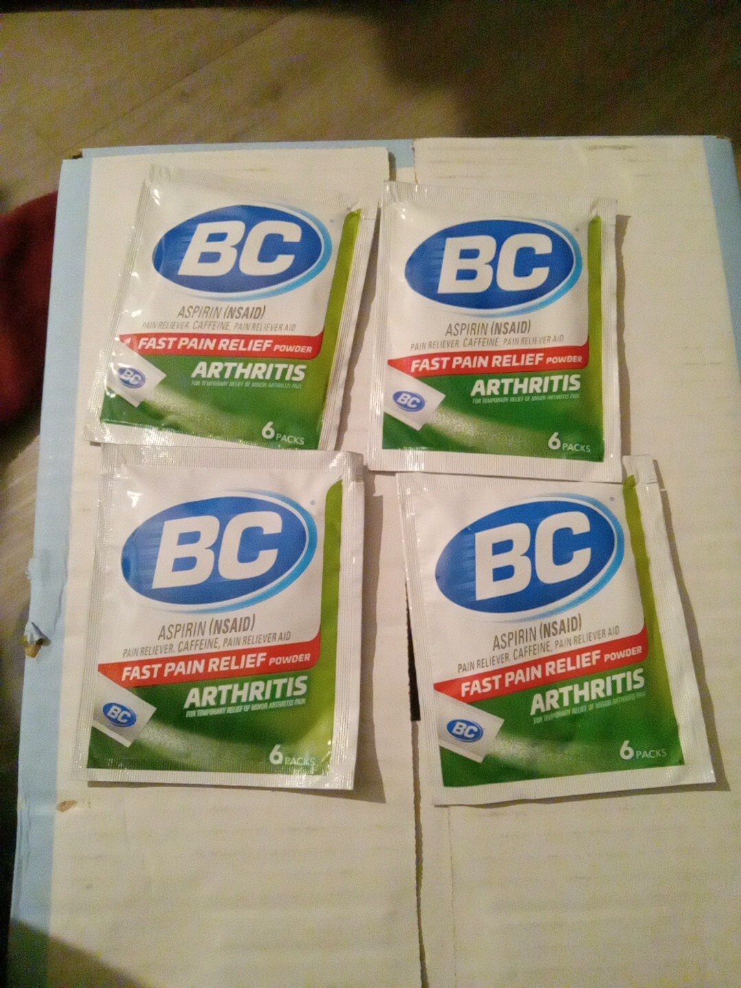 BC Arthritis Fast Pain Relief Aspirin Powder 6 Sticks Per Pack 4 Packs