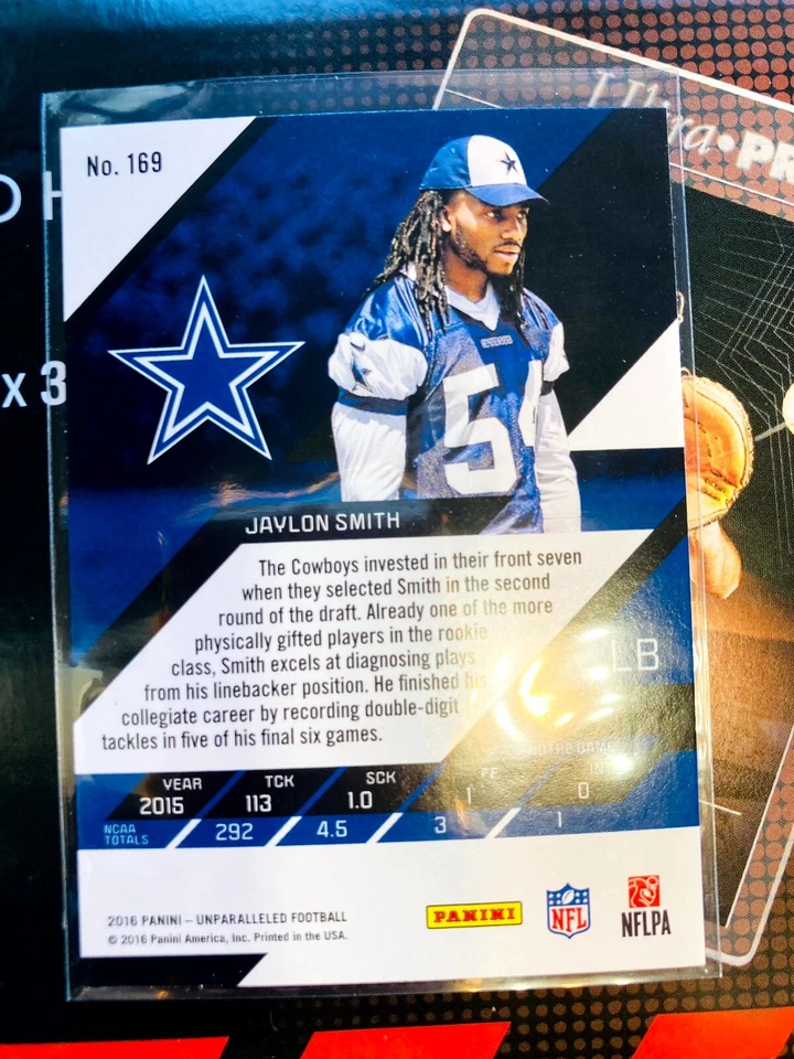 2016 Panini Unparalleled Jaylon Smith RC Dallas Cowboys #169 V802 - Image 2 of 2