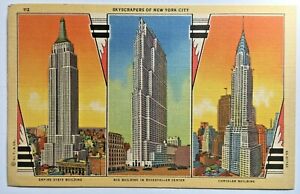 Ny Postcard Nyc Skyscrapers Of New York City Empire State Rca Chrysler Art Deco Ebay