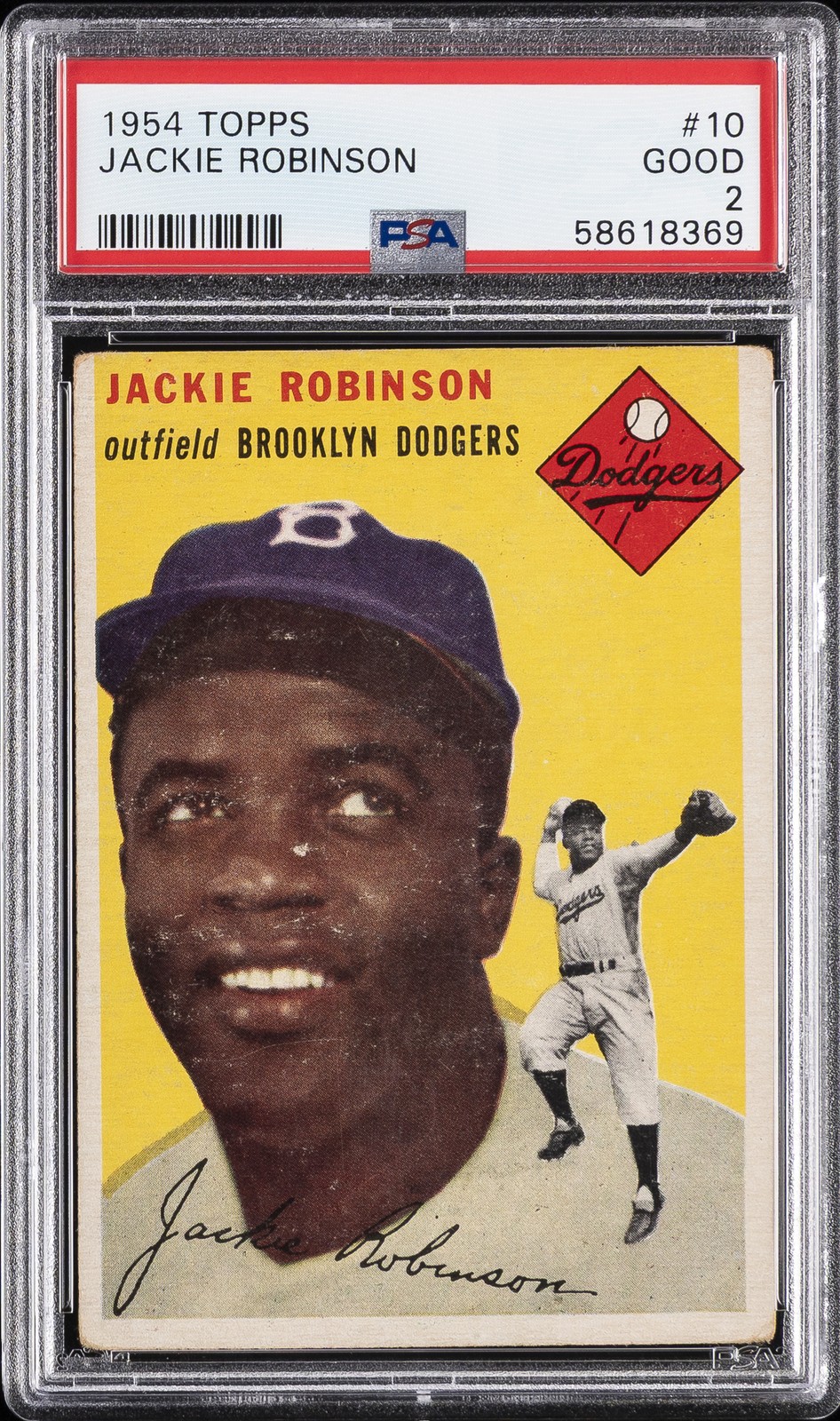 1954 TOPPS #10 JACKIE ROBINSON PSA 2