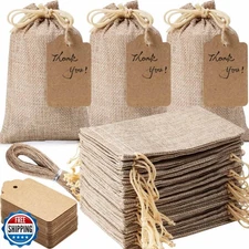 Homum 25PCS Burlap Gift Bags with Drawstring and Gift Tags and String, 5x7 In