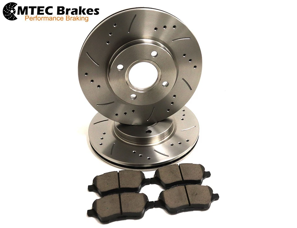 Ford Fiesta ST180 ST200 2012- Drilled Grooved Front Rear Brake Discs MTEC Pads - Image 2 of 4