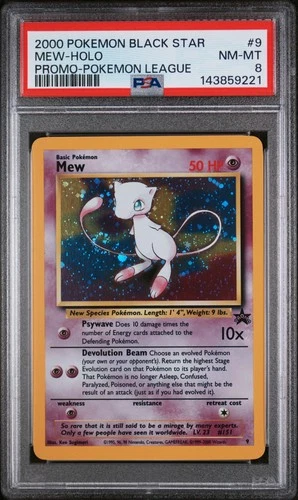 2000 POKEMON PROMO BLACK STAR POKEMON LEAGUE #9 MEW-HOLO PSA 8