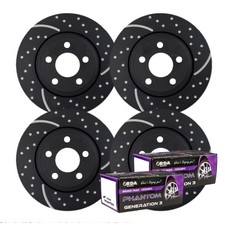 FULL SET DIMPLED SLOTTED DISC BRAKE ROTORS + PADS FOR JEEP GRAND CHEROKEE WK WK2