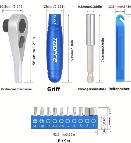 Juego de herramientas de bicicleta TOOPRE mini trinquete brocas elevador de neumáticos kit de reparación  - Imagen 4 de 15