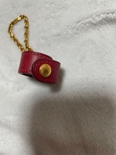 Hermes Glove Holder Red Leather Silver Hardware Used