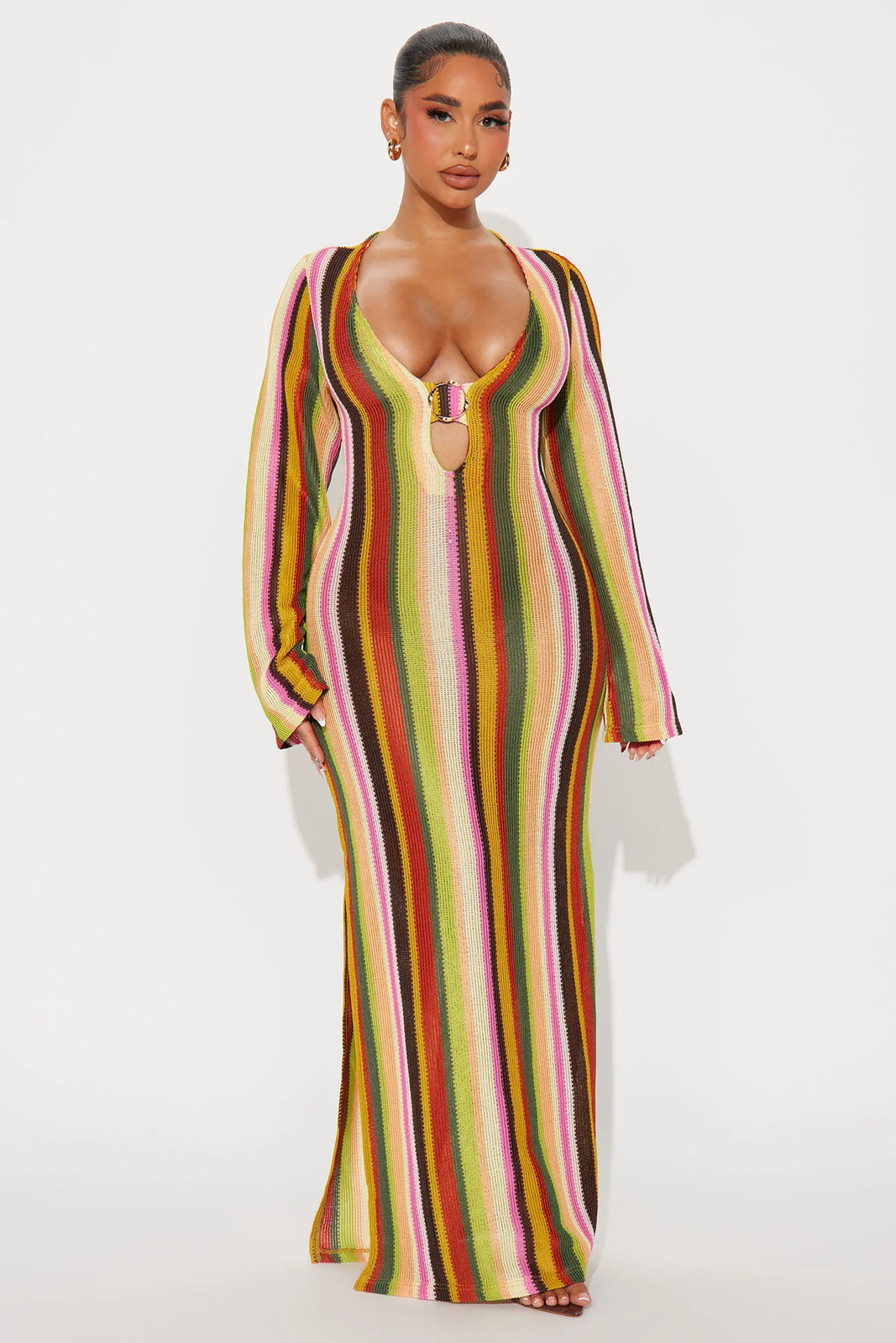 Katy Striped Crochet Maxi Dress-Fashion Nova|32934