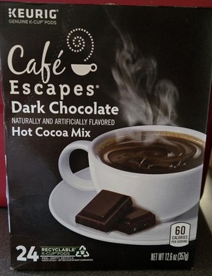 Cafe Escapes Dark Chocolate Hot Cocoa, Keurig K-Cup Pod, 24 Count