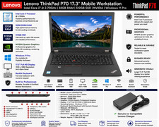 Lenovo ThinkPad P70 17.3" i7 2.70GHz 32GB RAM 512GB SSD NVIDIA Win11 Pro