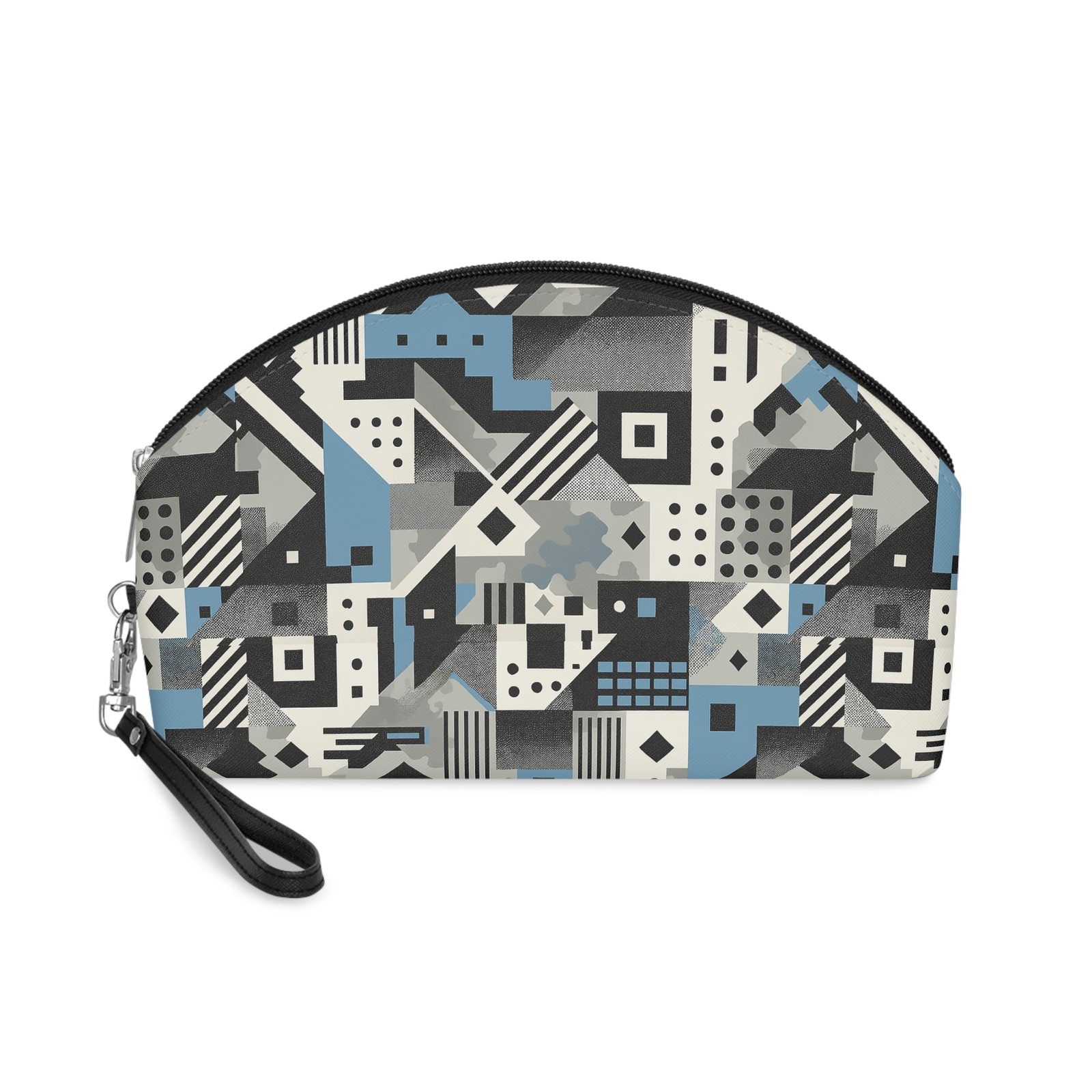 Geometric Abstract Makeup Bag, PU Leather Travel Cosmetic Organizer Pouch