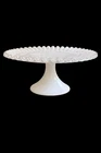 Vintage White Milk Glass Cake Plate On Pedestal