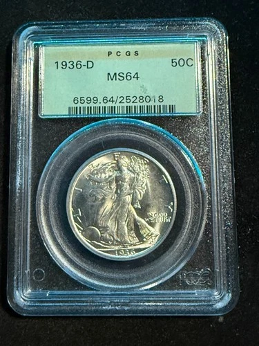 1936 D WALKING LIBERTY HALF DOLLAR PCGS MS 64