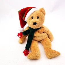 TY Beanie Babies 2003 Holiday Teddy Bear Santa Hat Plush No Hang Tag