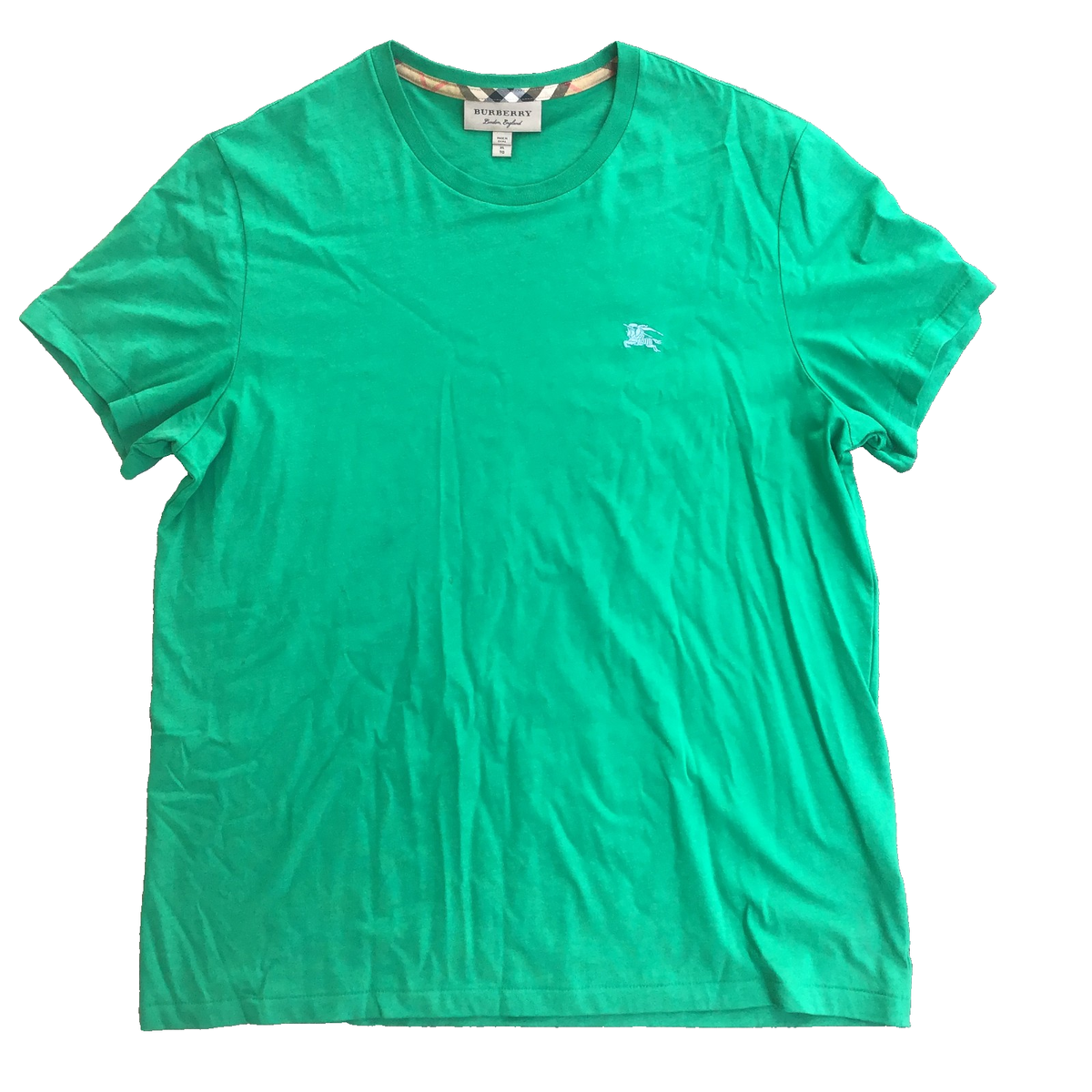 Burberry War Horse Embroidered Crew Neck Short Sleeve Shirt Green