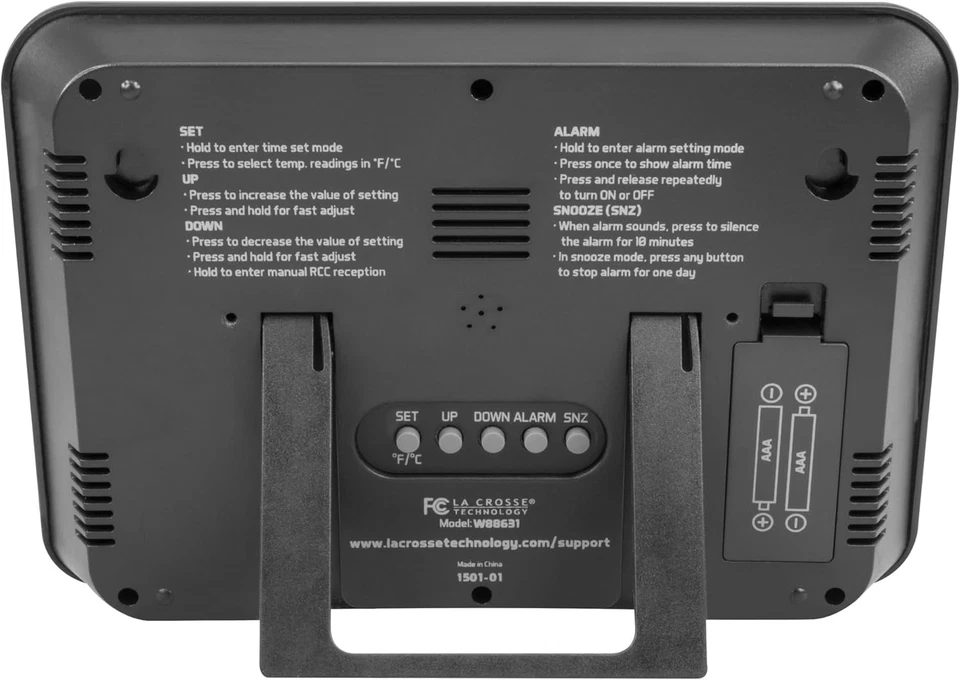 La Crosse Technology W88631 Digital Atomic Black Wall Clock with Temperature - Image 3 of 3