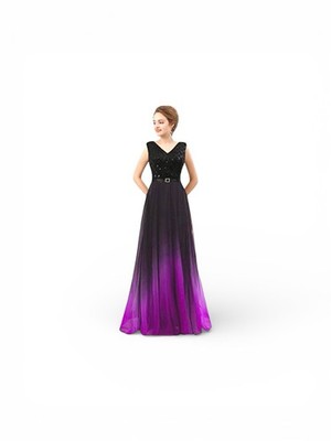 purple black ombre dress Lace-Up Ombre Purple Long A-Line Prom Dress C1251 Purple / 00