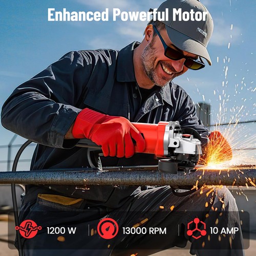 Angle Grinder 10 Amp, 4-1/2 inch Power Angle Grinder Tools with 13000 RPM, 12... - Picture 2 of 9