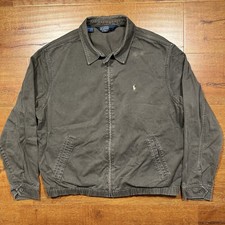 Vintage 90s Ralph Lauren Trucker Harrington Jacket Mens L Gray Classic Fit Polo