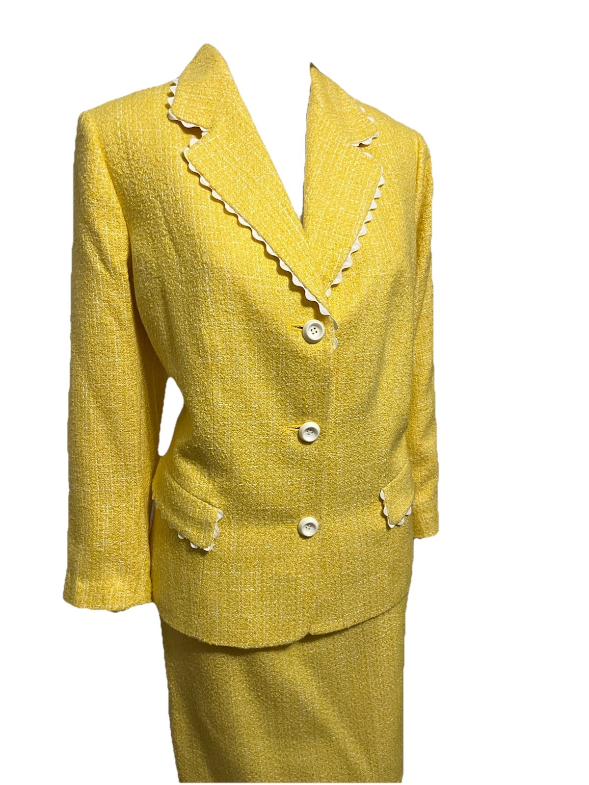 Vintage Le Suit Skirt Suit Size 14 Yellow Boucle Clueless Mean Girls Old Money