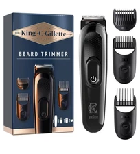 King C Gillette Cordless Beard Trimmer Shave Kit Men 3 Combs 1 Brush 1 Pouch