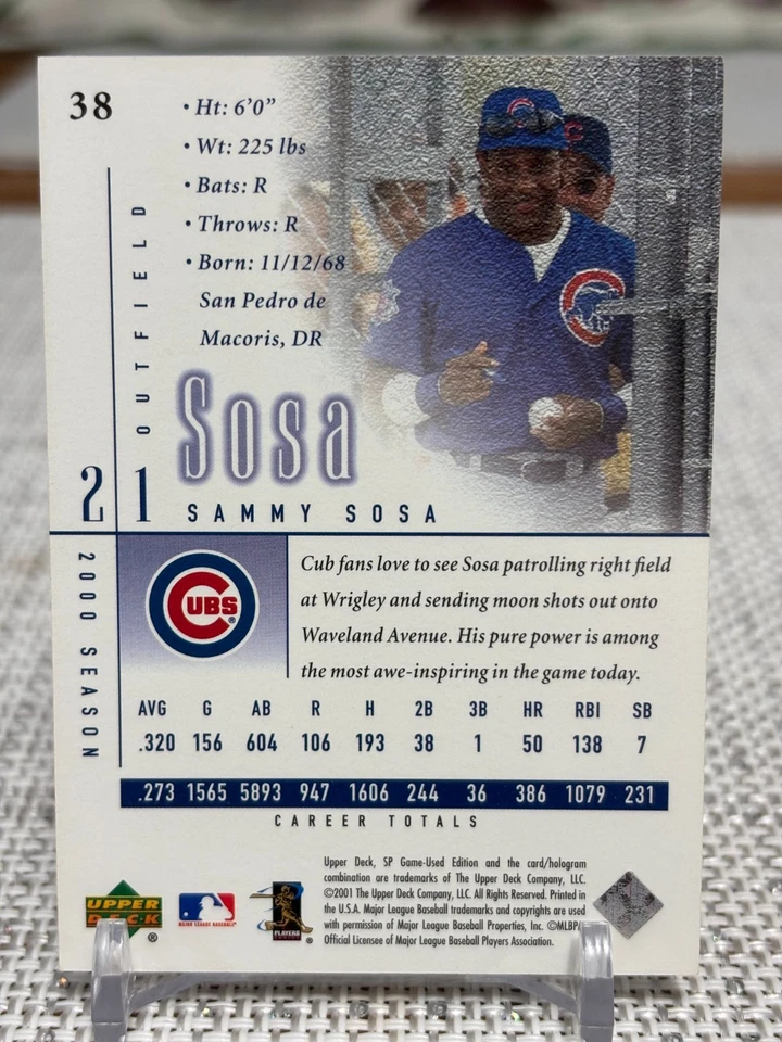 2001 Upper Deck #38 Sammy Sosa (SP Game Used Edition) Chicago Cubs - Image 2 of 2