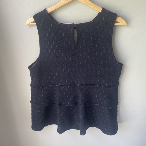 Ann Taylor Women's Size Small Navy Blue Geometric Sleeveless Blouse - Picture 4 of 10
