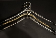 3 Silvertone , Goldtone MCM Heavy Duty Hangers With Rubber Tips