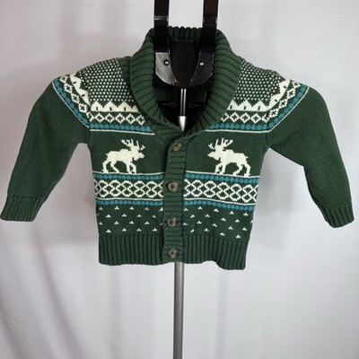 CHEROKEE Moose Cowl Neck Button Down Sweater Winter Christmas Size 2T Toddler