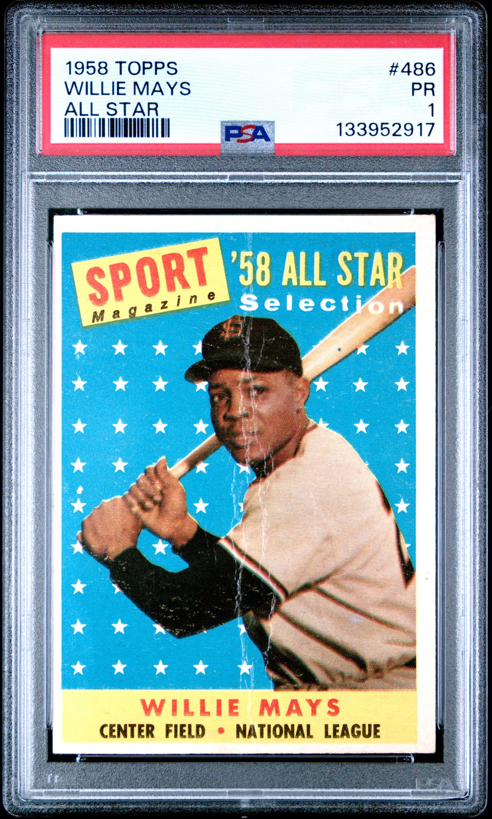 1958 TOPPS AS #486 WILLIE MAYS PSA 1