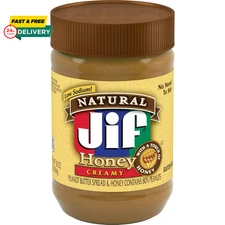 Jif Natural Creamy Peanut Butter Spread and Honey – Contains 80% Peanuts, 16 Oun