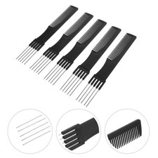 5Pcs Black Metal Hair Pick Comb Dual Sided Hair Styling Comb for Decoration Use