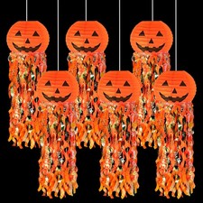 Pumpkin Paper Lanterns, 6 pcs Halloween Party Decorations - Halloween Paper L...