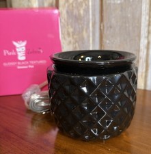 Glossy Black Texture Simmer Pot Wax Warmer Pink Zebra warms oil Textured