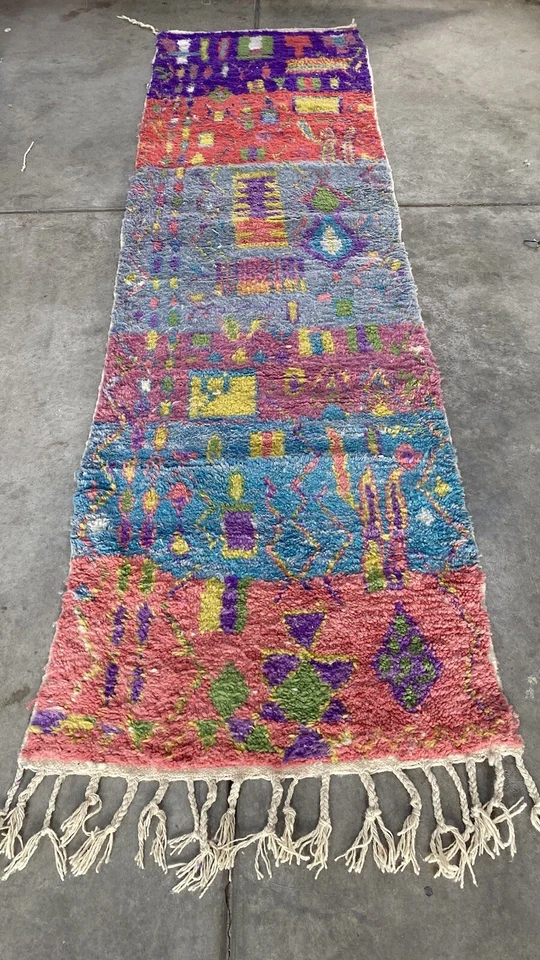 "Alfombra de corredor bereber vintage marroquí Boujaad Runner tribal BJ30 9 pies 10"" x 2 pies 10""" Foto 4 de 4
